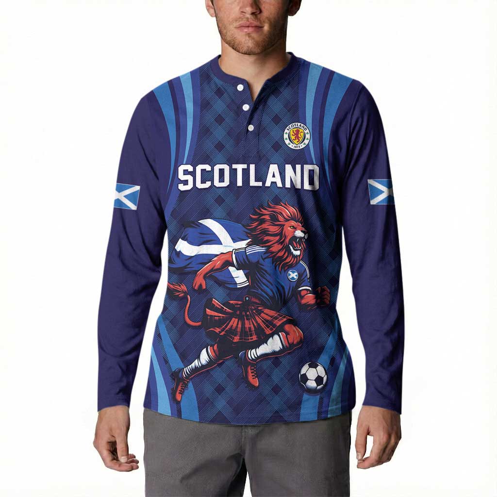 Custom World Football 2026 Scotland Button Sweatshirt Lion Mascot Go Scottish