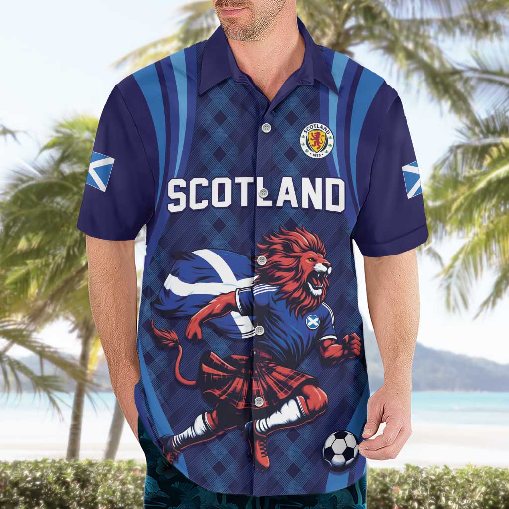 Custom World Football 2026 Scotland Hawaiian Shirt Lion Mascot Go Scottish