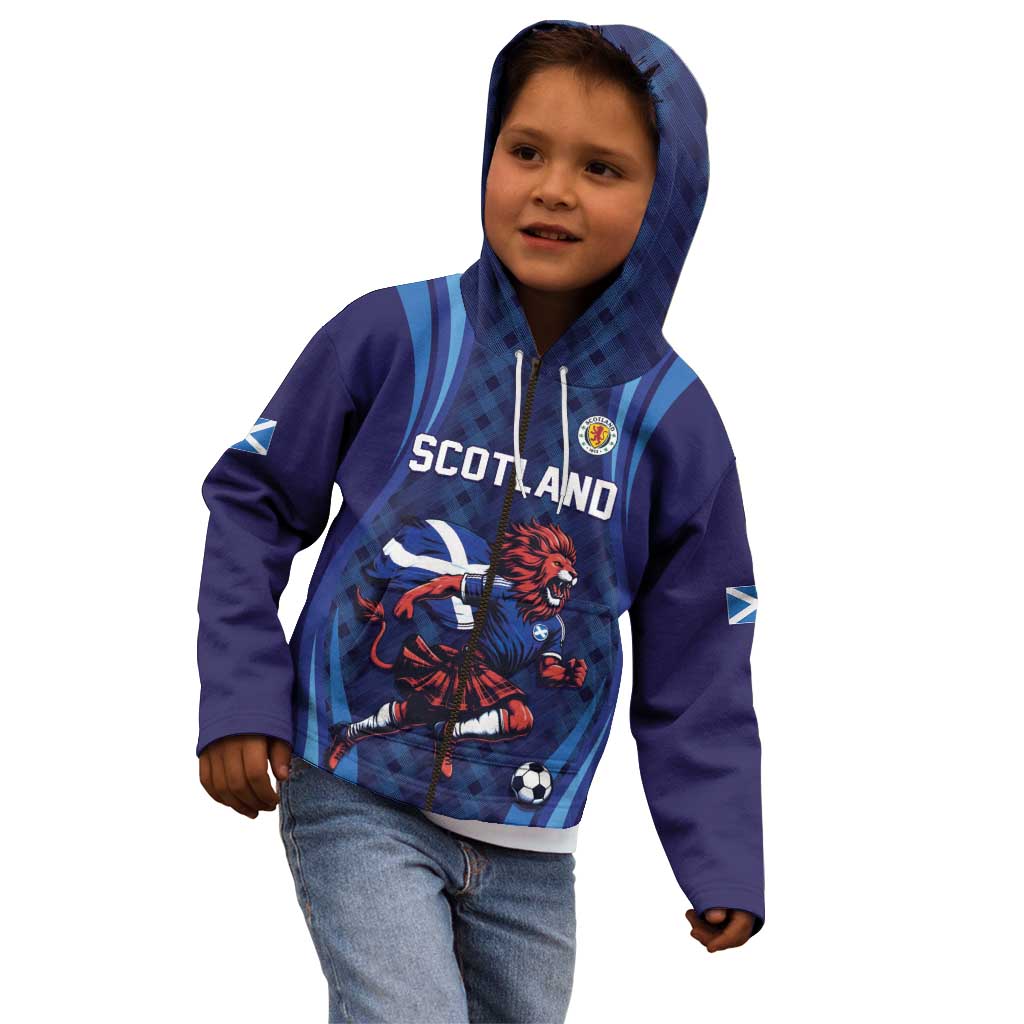 Custom World Football 2026 Scotland Kid Hoodie Lion Mascot Go Scottish