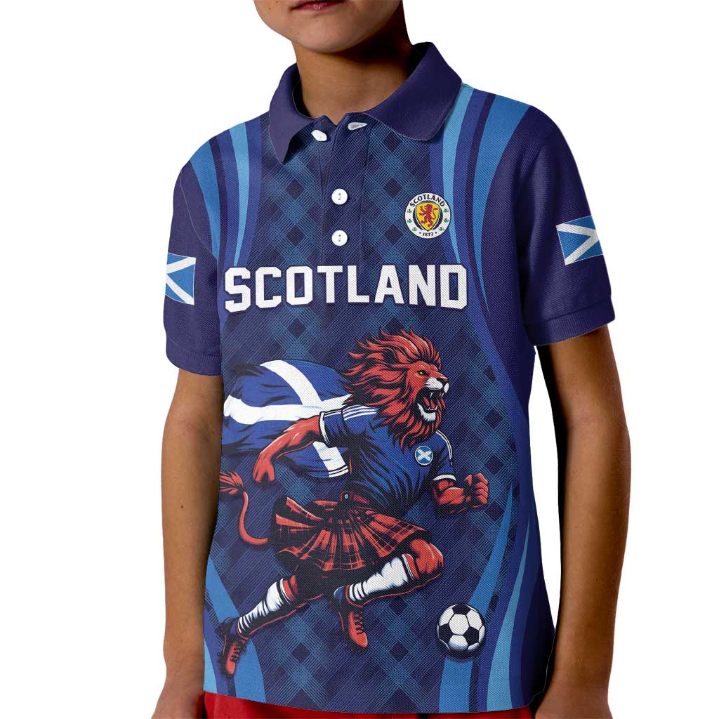 Custom World Football 2026 Scotland Kid Polo Shirt Lion Mascot Go Scottish