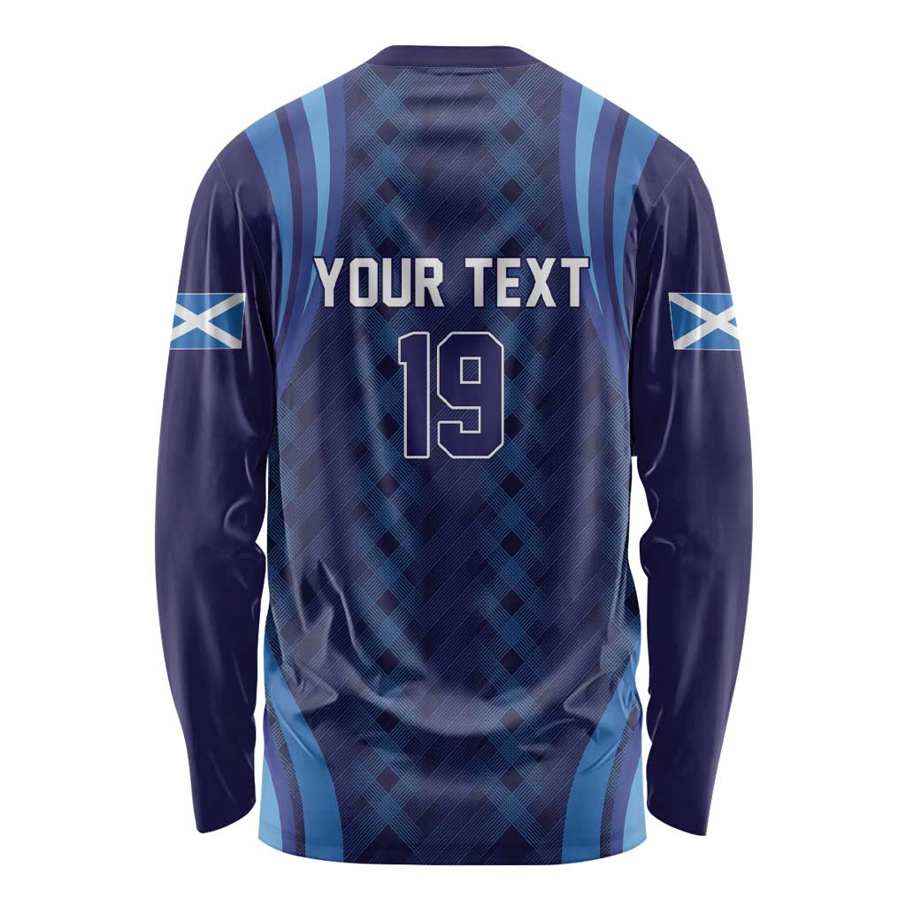 Custom World Football 2026 Scotland Long Sleeve Shirt Lion Mascot Go Scottish