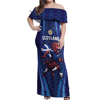 Custom World Football 2026 Scotland Off Shoulder Maxi Dress Lion Mascot Go Scottish