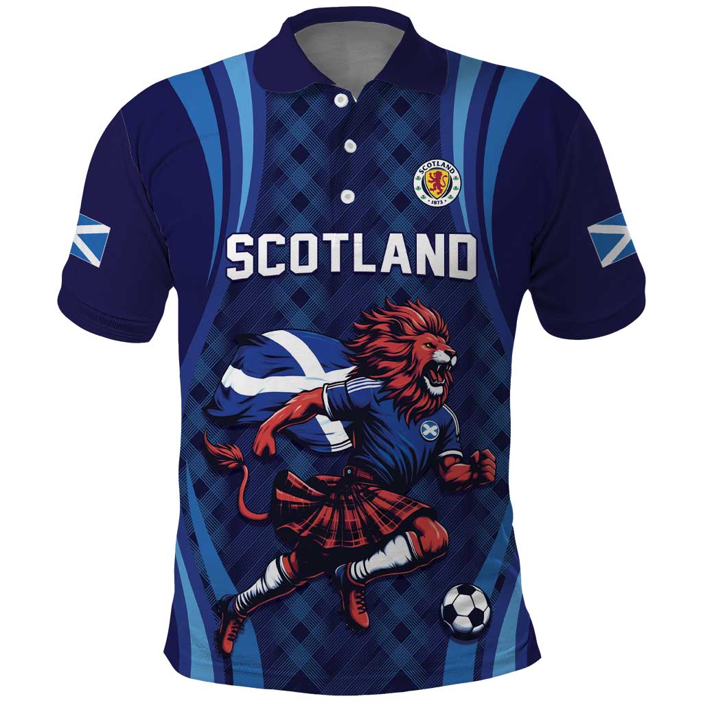 Custom World Football 2026 Scotland Polo Shirt Lion Mascot Go Scottish