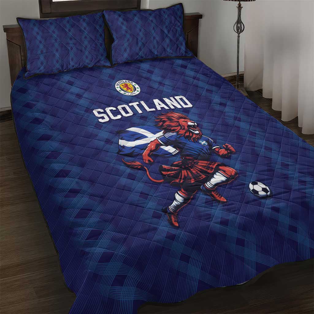 World Football 2026 Scotland Quilt Bed Set Lion Mascot Go Scottish