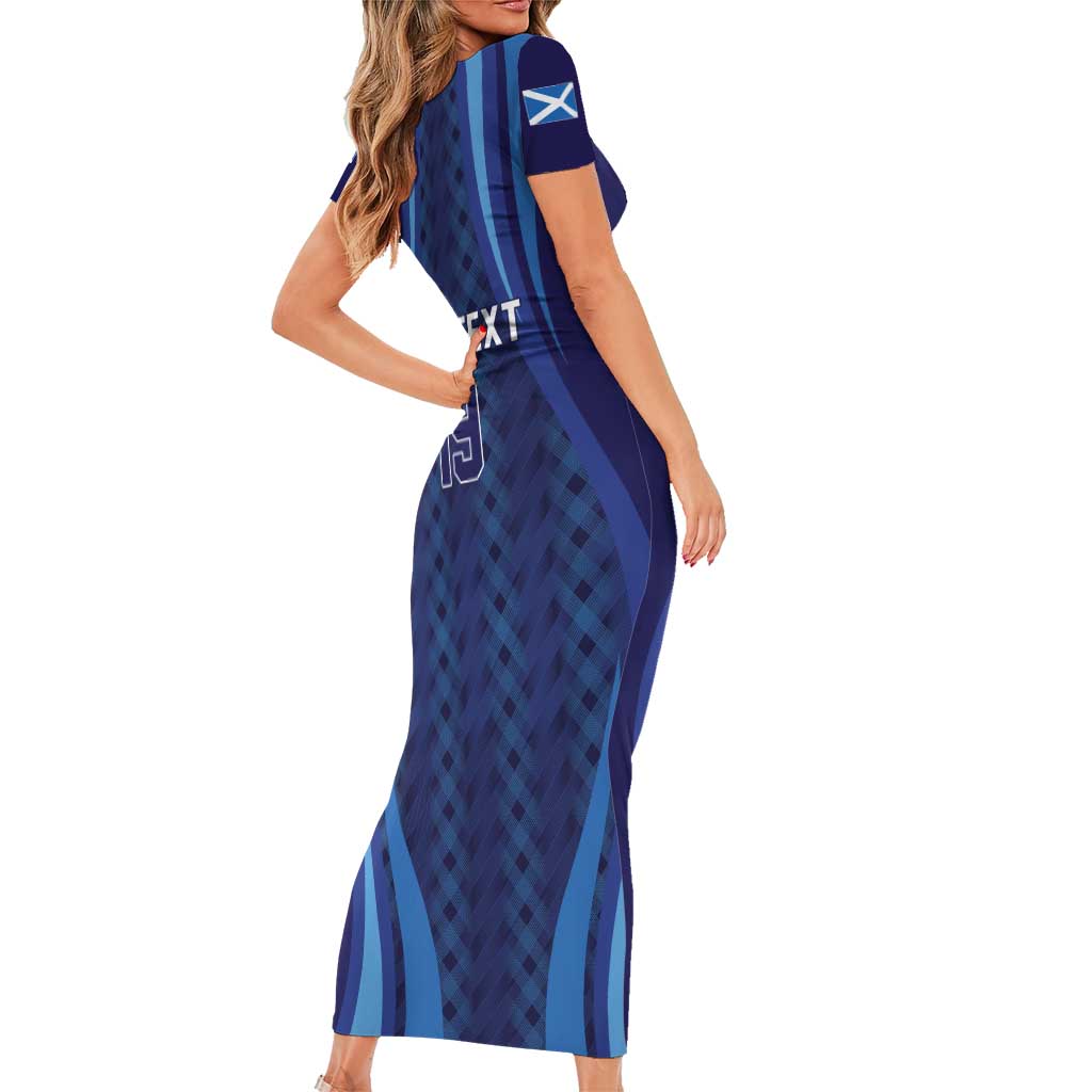 Custom World Football 2026 Scotland Short Sleeve Bodycon Dress Lion Mascot Go Scottish