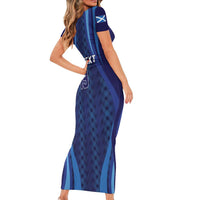 Custom World Football 2026 Scotland Short Sleeve Bodycon Dress Lion Mascot Go Scottish
