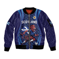 Custom World Football 2026 Scotland Sleeve Zip Bomber Jacket Lion Mascot Go Scottish