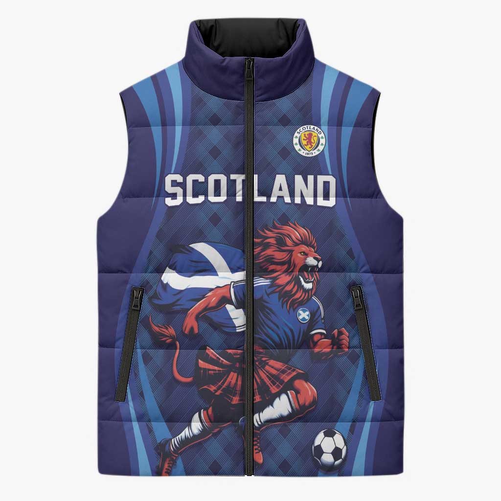Custom World Football 2026 Scotland Sleeveless Puffer Jacket Lion Mascot Go Scottish