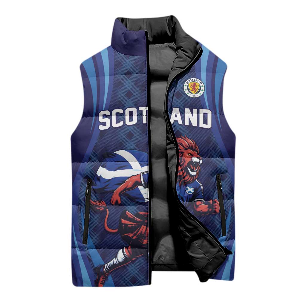 Custom World Football 2026 Scotland Sleeveless Puffer Jacket Lion Mascot Go Scottish