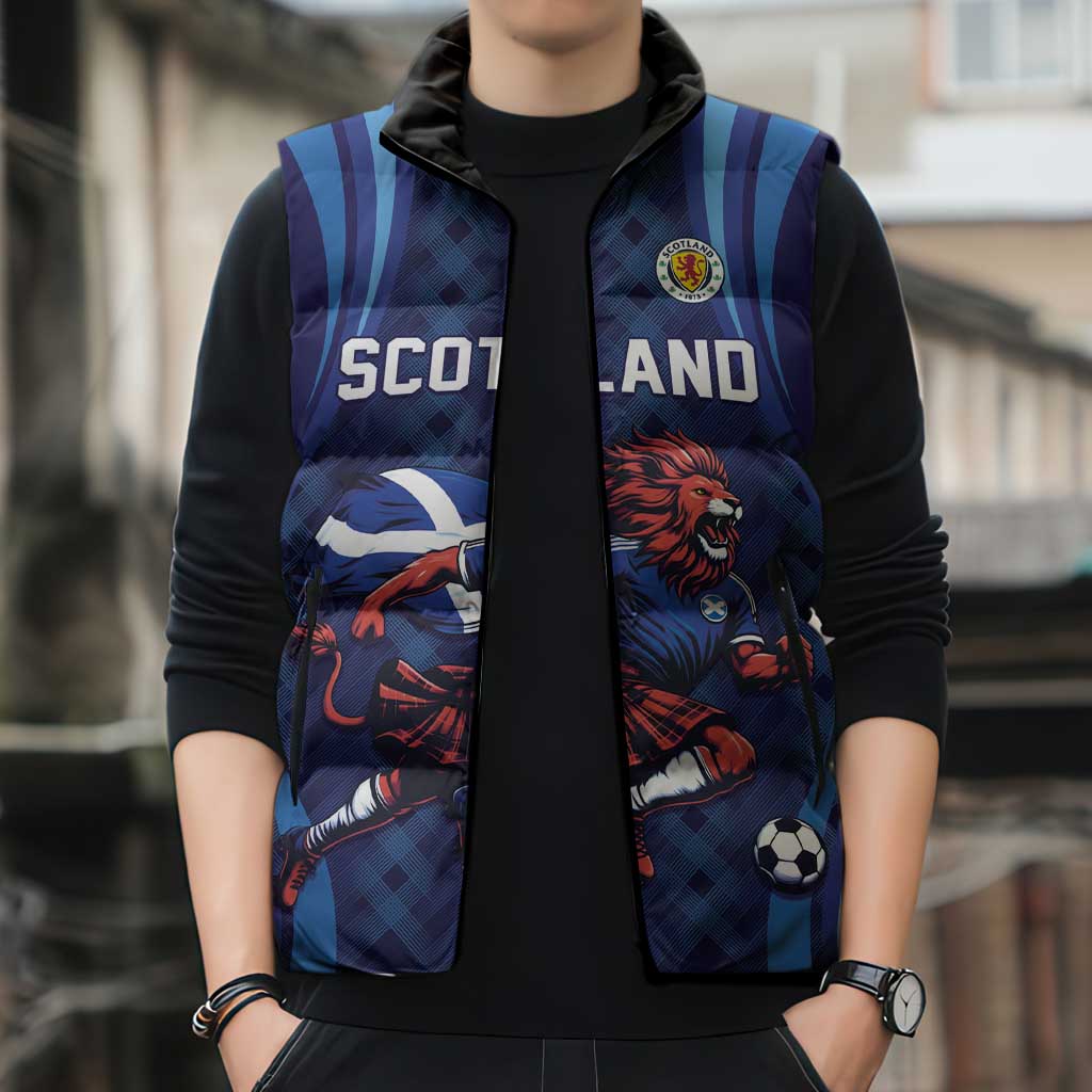 Custom World Football 2026 Scotland Sleeveless Puffer Jacket Lion Mascot Go Scottish