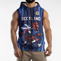Custom World Football 2026 Scotland Sleeveless Zip Hoodie Lion Mascot Go Scottish