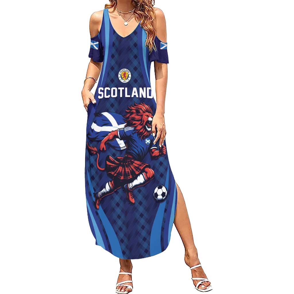 Custom World Football 2026 Scotland Summer Maxi Dress Lion Mascot Go Scottish