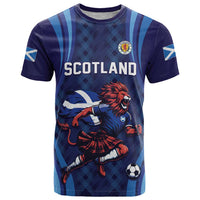 Custom World Football 2026 Scotland T Shirt Lion Mascot Go Scottish
