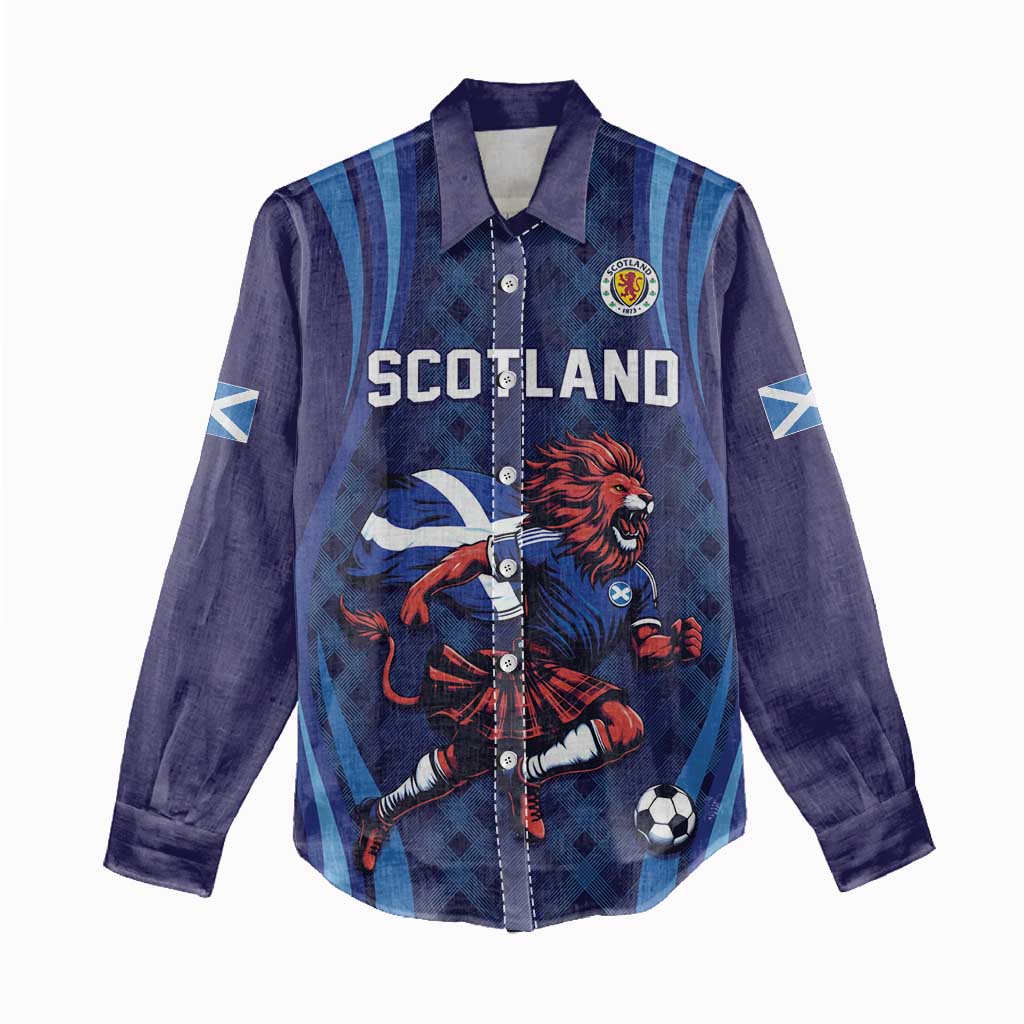 Custom World Football 2026 Scotland Women Casual Shirt Lion Mascot Go Scottish