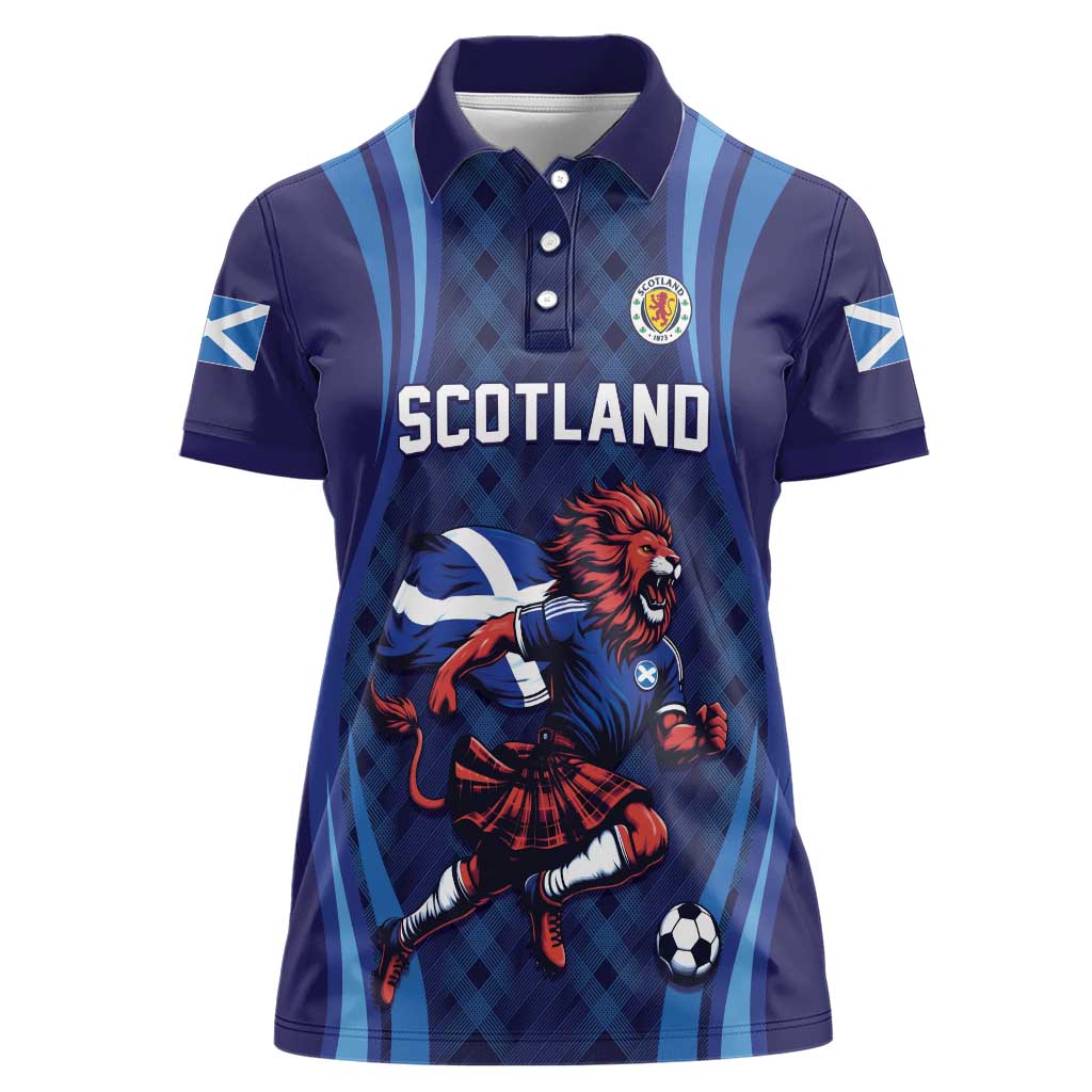Custom World Football 2026 Scotland Women Polo Shirt Lion Mascot Go Scottish
