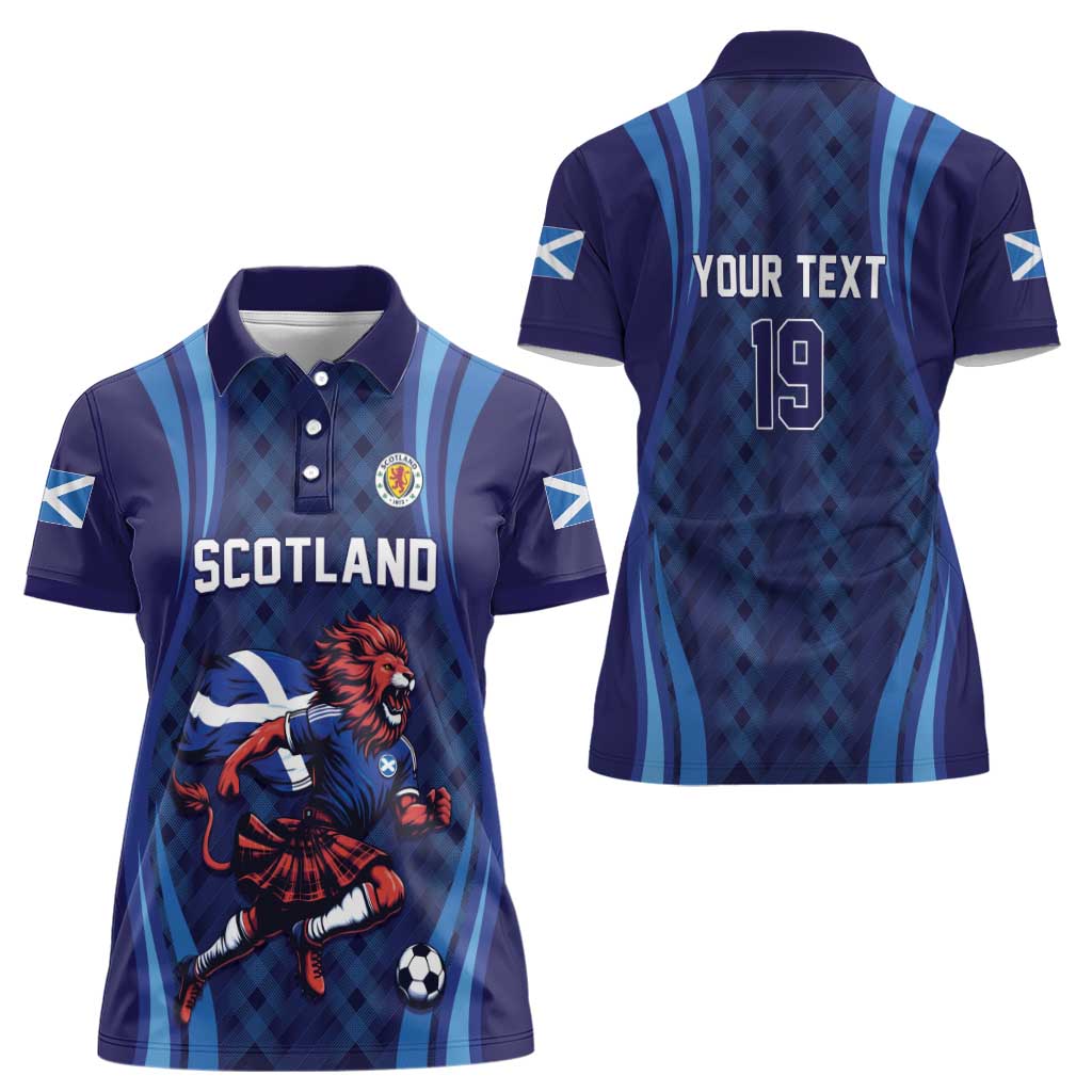 Custom World Football 2026 Scotland Women Polo Shirt Lion Mascot Go Scottish