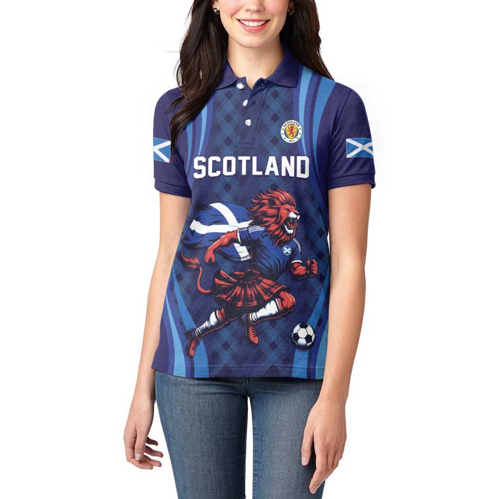 Custom World Football 2026 Scotland Women Polo Shirt Lion Mascot Go Scottish