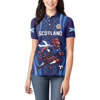 Custom World Football 2026 Scotland Women Polo Shirt Lion Mascot Go Scottish