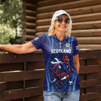 Custom World Football 2026 Scotland Women Polo Shirt Lion Mascot Go Scottish