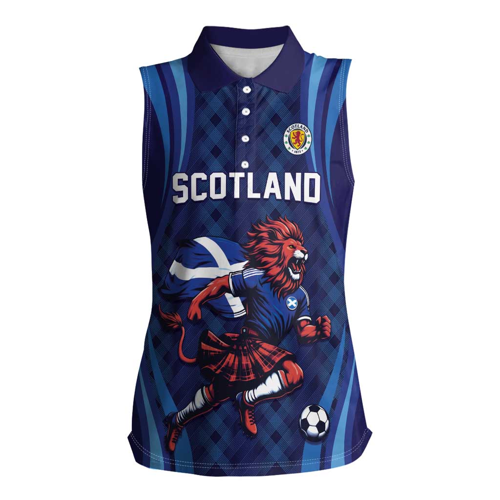Custom World Football 2026 Scotland Women Sleeveless Polo Shirt Lion Mascot Go Scottish