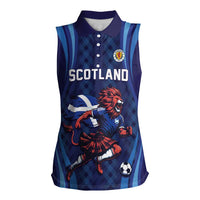 Custom World Football 2026 Scotland Women Sleeveless Polo Shirt Lion Mascot Go Scottish
