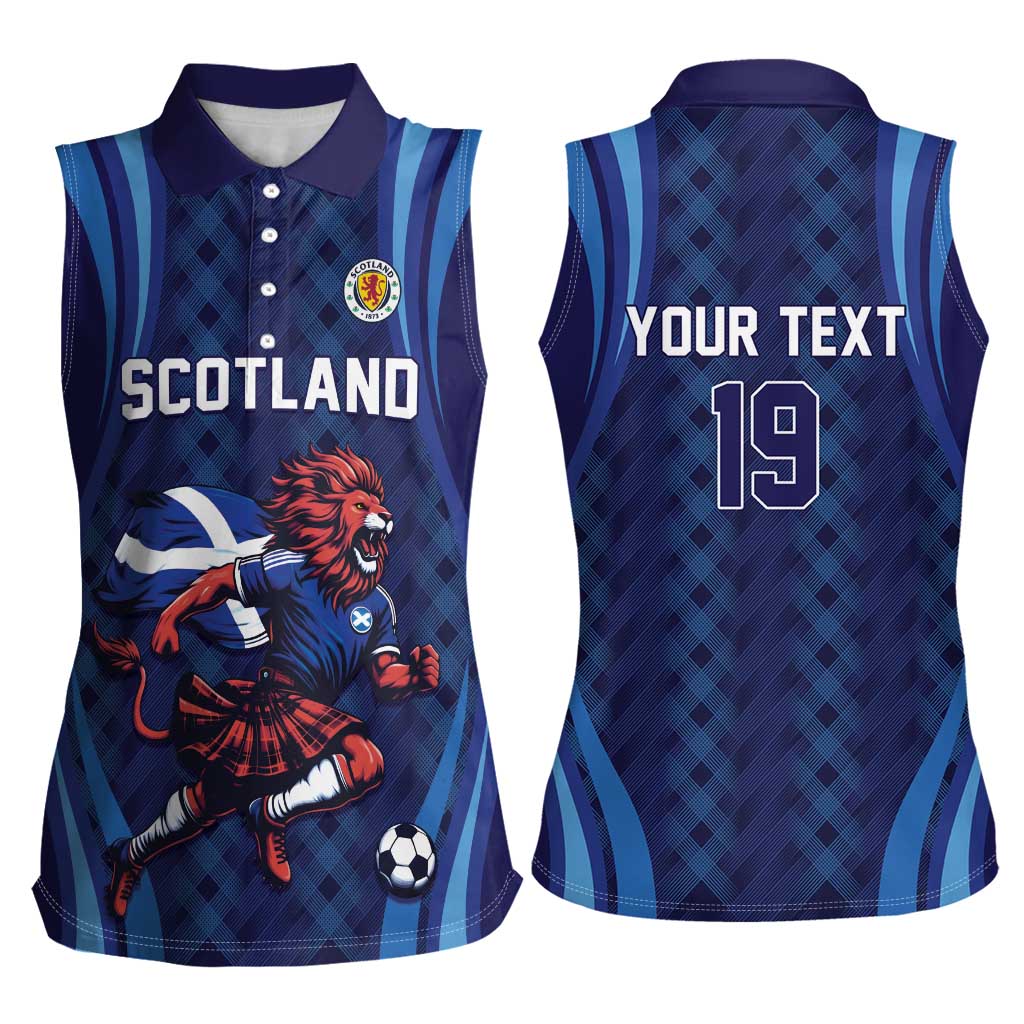 Custom World Football 2026 Scotland Women Sleeveless Polo Shirt Lion Mascot Go Scottish