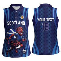 Custom World Football 2026 Scotland Women Sleeveless Polo Shirt Lion Mascot Go Scottish