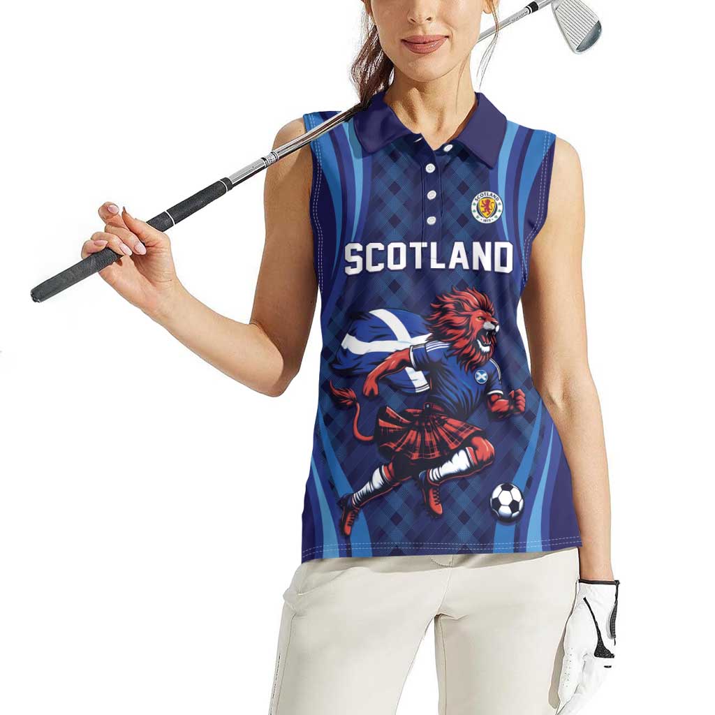 Custom World Football 2026 Scotland Women Sleeveless Polo Shirt Lion Mascot Go Scottish