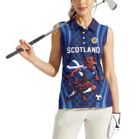 Custom World Football 2026 Scotland Women Sleeveless Polo Shirt Lion Mascot Go Scottish