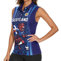 Custom World Football 2026 Scotland Women Sleeveless Polo Shirt Lion Mascot Go Scottish