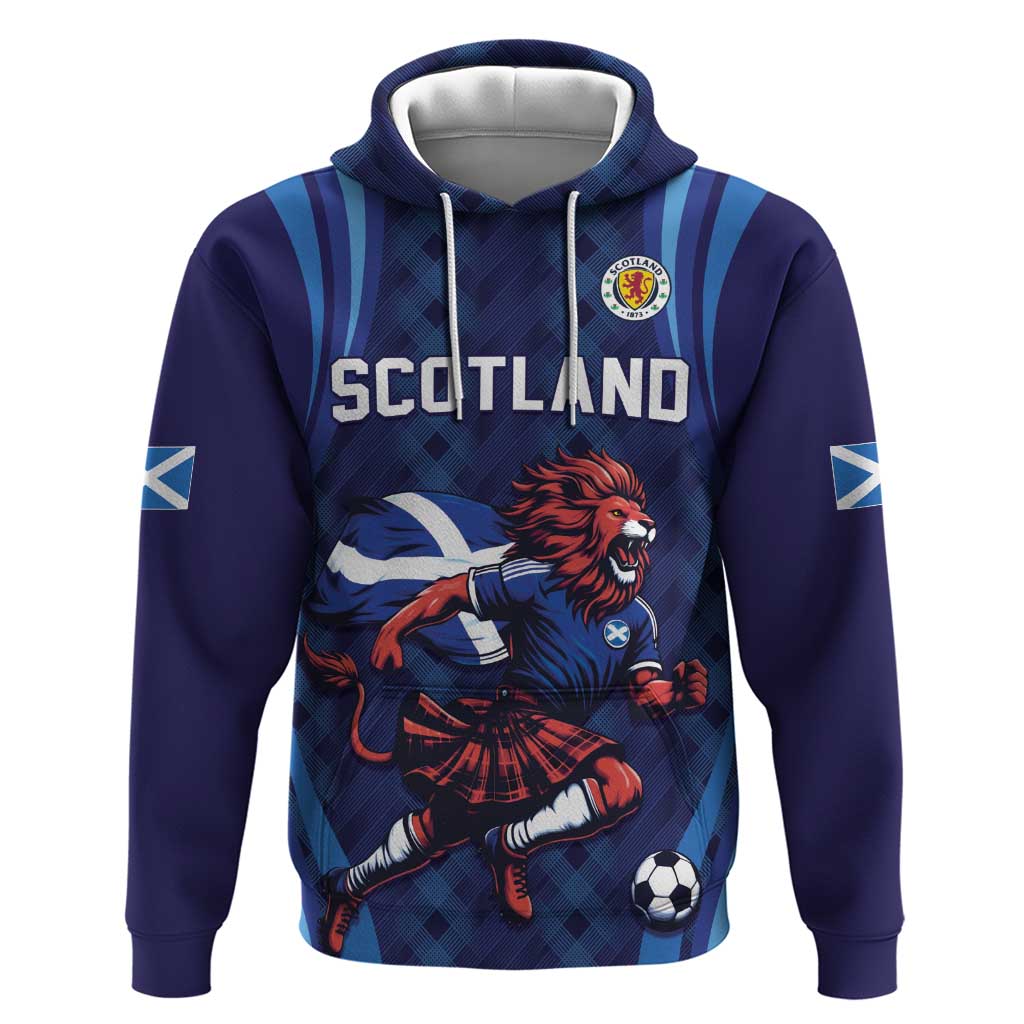 Custom World Football 2026 Scotland Zip Hoodie Lion Mascot Go Scottish