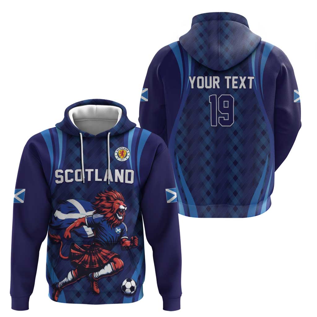 Custom World Football 2026 Scotland Zip Hoodie Lion Mascot Go Scottish