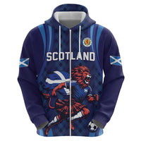 Custom World Football 2026 Scotland Zip Hoodie Lion Mascot Go Scottish