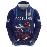 Custom World Football 2026 Scotland Zip Hoodie Lion Mascot Go Scottish