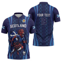 Custom World Football 2026 Scotland Zipper Polo Shirt Lion Mascot Go Scottish