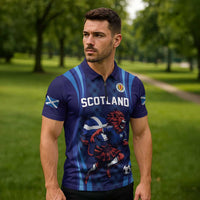 Custom World Football 2026 Scotland Zipper Polo Shirt Lion Mascot Go Scottish