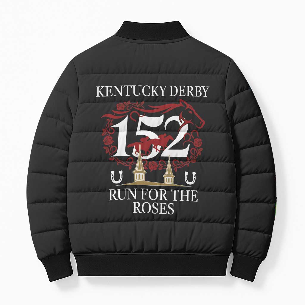 Kentucky Horse Racing 152nd Bomber Puffer Jacket Run for the Roses 2026 Black Edition