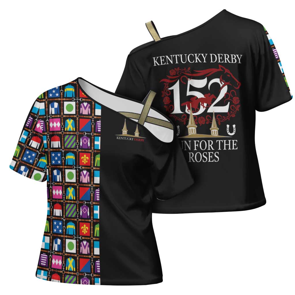 Kentucky Horse Racing 152nd Cross Shoulder Shirt Run for the Roses 2026 Black Edition