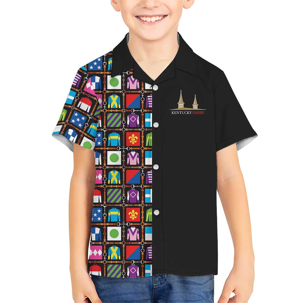 Kentucky Horse Racing 152nd Kid Hawaiian Shirt Run for the Roses 2026 Black Edition
