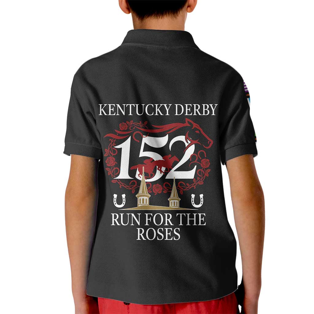 Kentucky Horse Racing 152nd Kid Polo Shirt Run for the Roses 2026 Black Edition