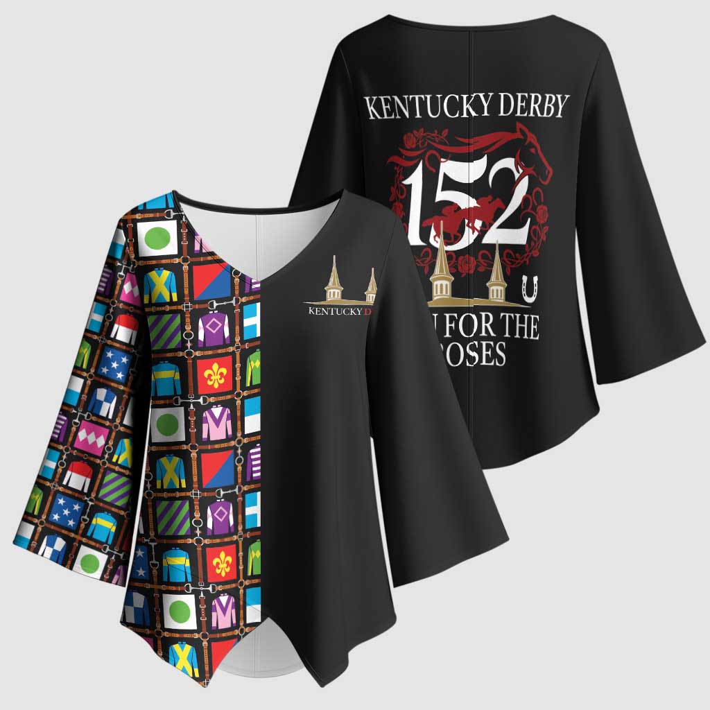 Kentucky Horse Racing 152nd Kimono Sleeve Blouse Run for the Roses 2026 Black Edition
