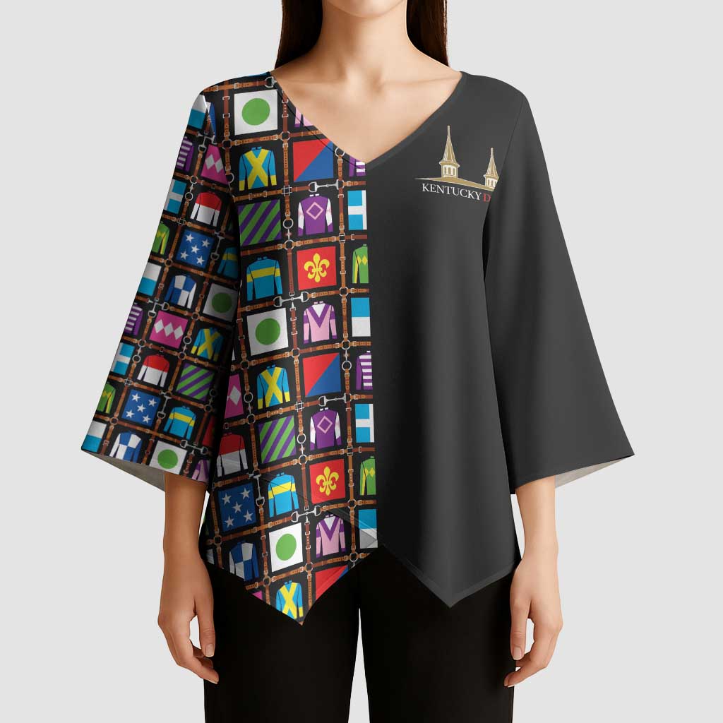 Kentucky Horse Racing 152nd Kimono Sleeve Blouse Run for the Roses 2026 Black Edition