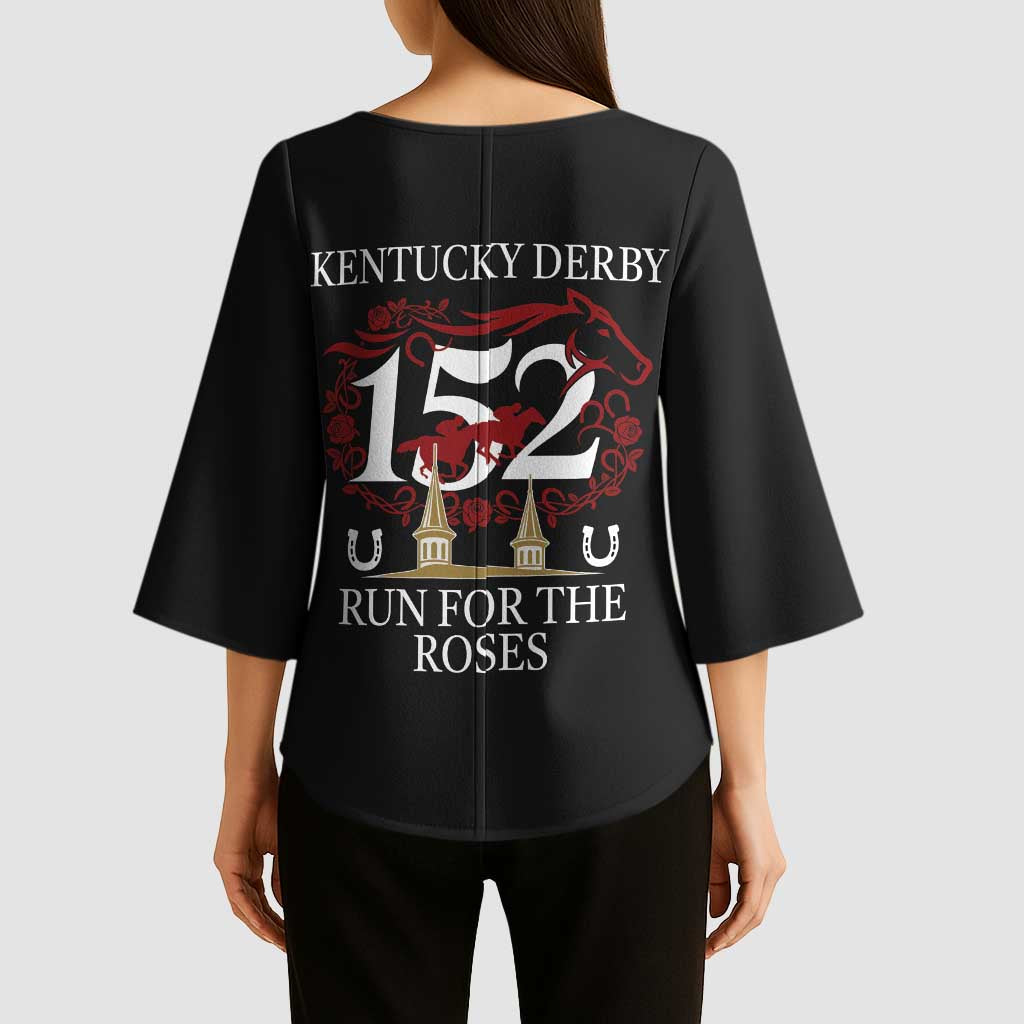 Kentucky Horse Racing 152nd Kimono Sleeve Blouse Run for the Roses 2026 Black Edition