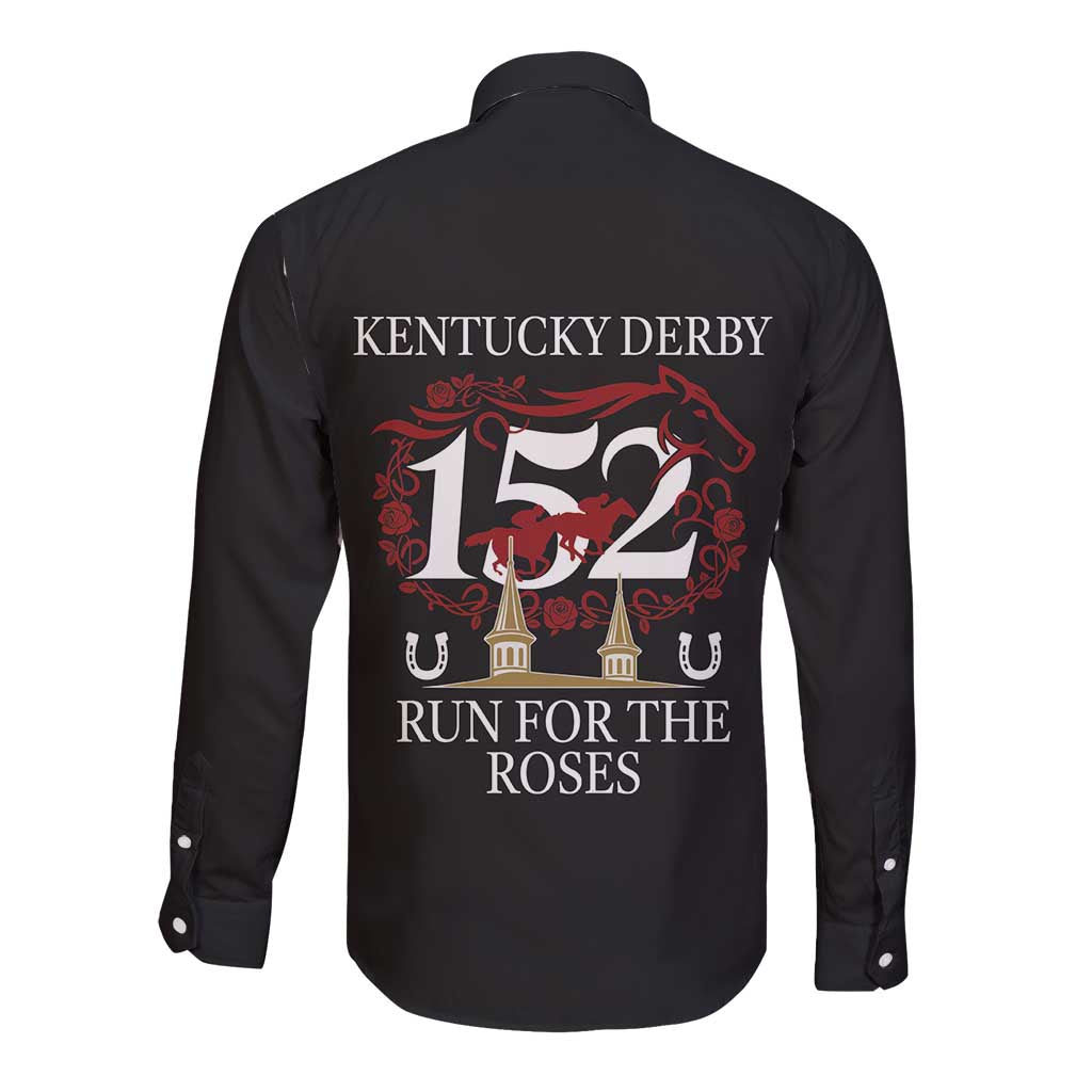 Kentucky Horse Racing 152nd Long Sleeve Button Shirt Run for the Roses 2026 Black Edition