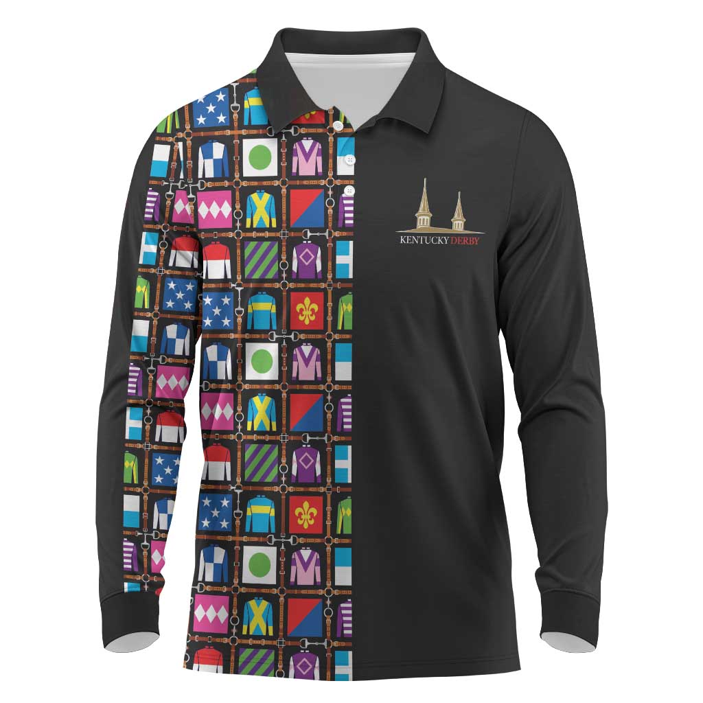 Kentucky Horse Racing 152nd Long Sleeve Polo Shirt Run for the Roses 2026 Black Edition