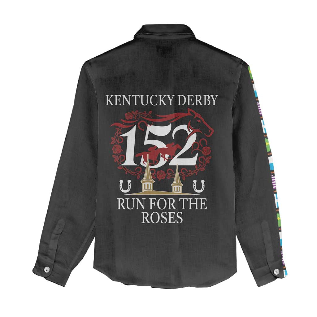 Kentucky Horse Racing 152nd Women Casual Shirt Run for the Roses 2026 Black Edition