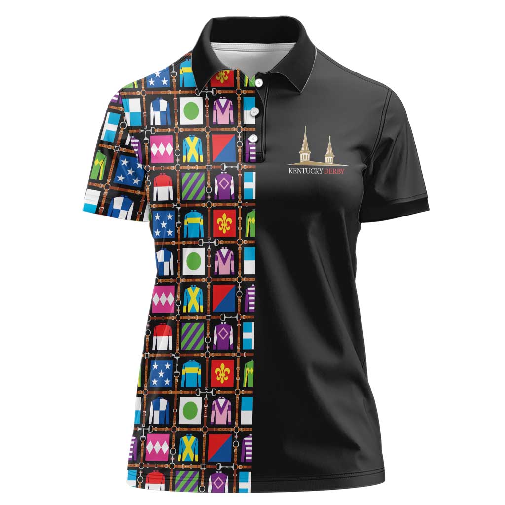 Kentucky Horse Racing 152nd Women Polo Shirt Run for the Roses 2026 Black Edition