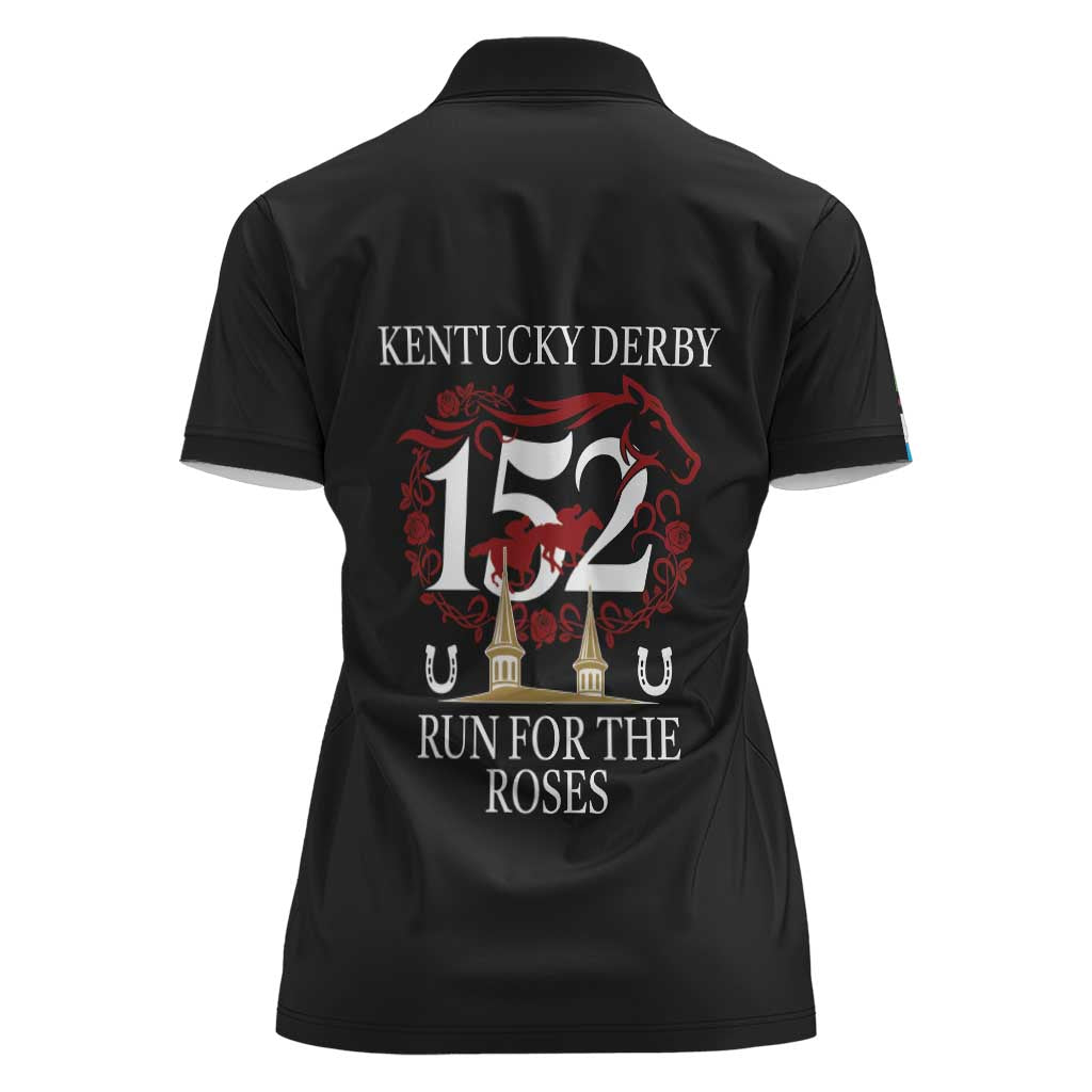 Kentucky Horse Racing 152nd Women Polo Shirt Run for the Roses 2026 Black Edition