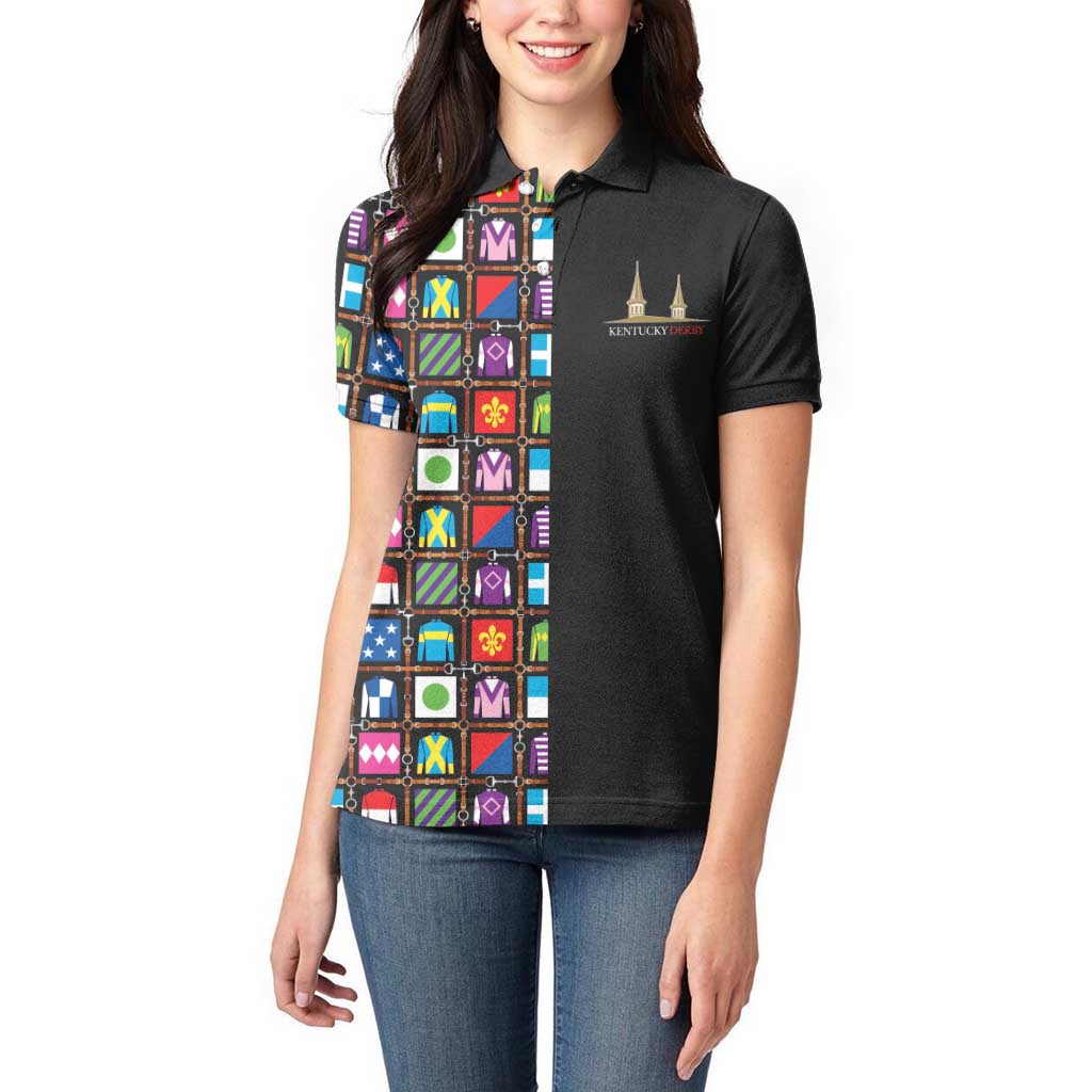 Kentucky Horse Racing 152nd Women Polo Shirt Run for the Roses 2026 Black Edition