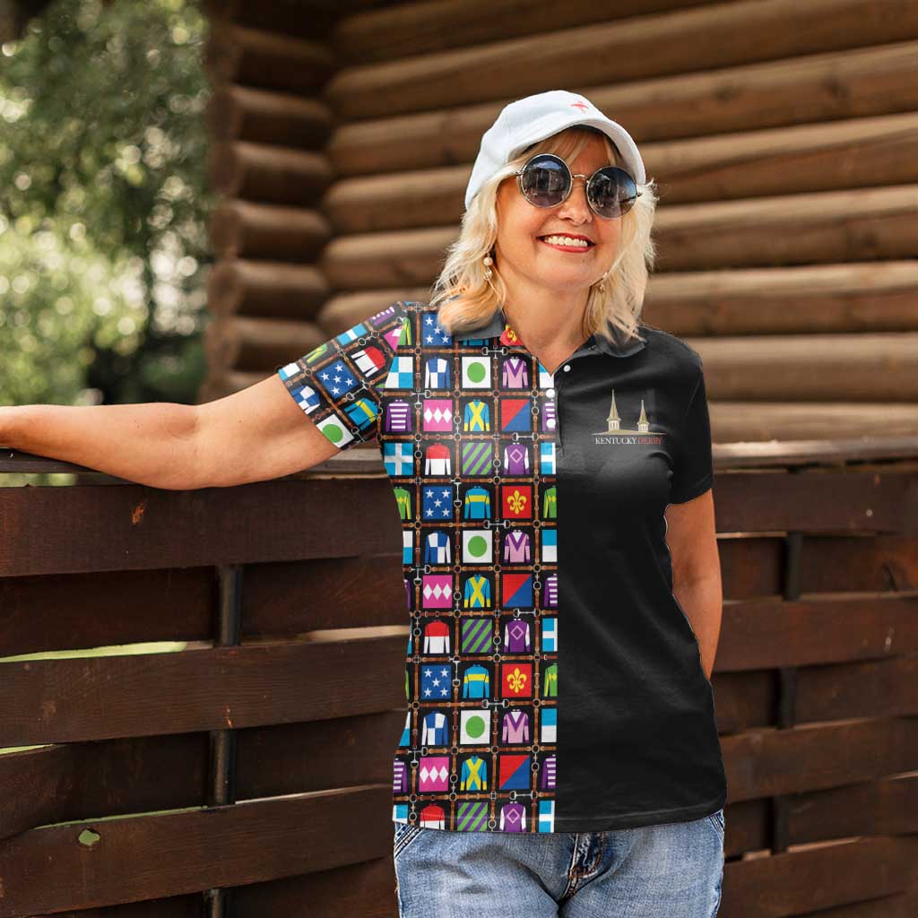 Kentucky Horse Racing 152nd Women Polo Shirt Run for the Roses 2026 Black Edition
